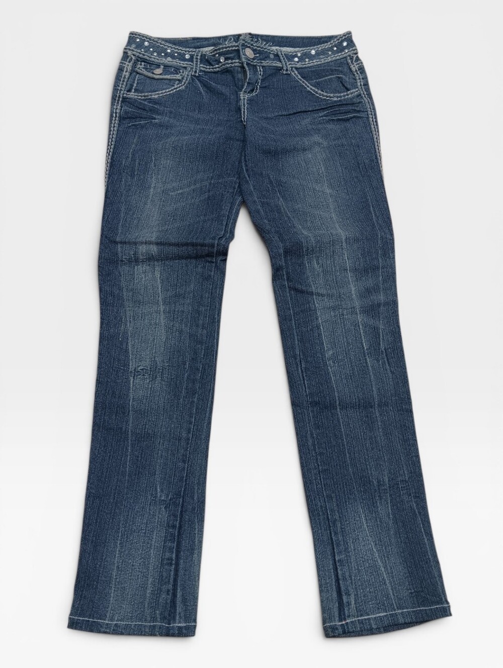 Y2k Low-Rise Rue 21 Premier Denim Women’s Dark Blue Stretch Bootcut Jeans 8/10